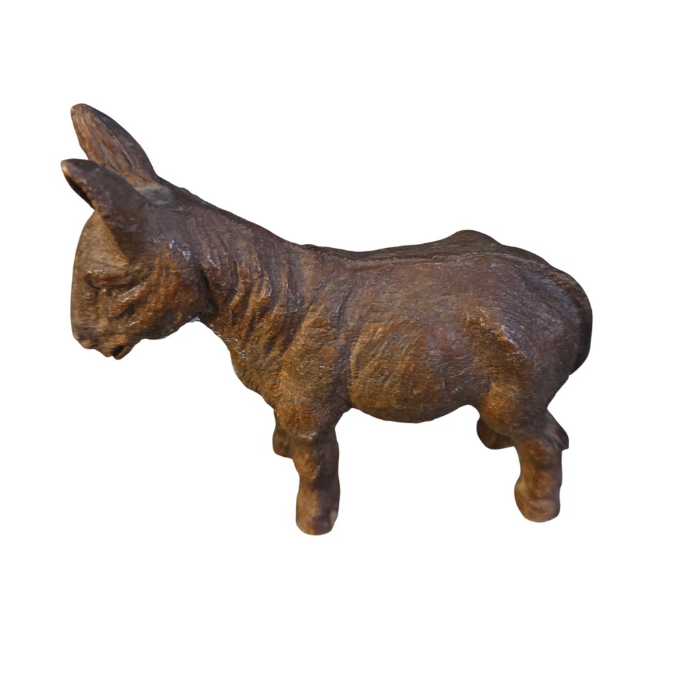 Vintage Composite Donkey Figurine Rustic Folk Art Animal Sculpture Brown